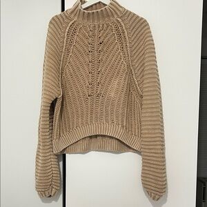 Free People Tan Cowl Neck Sweater
